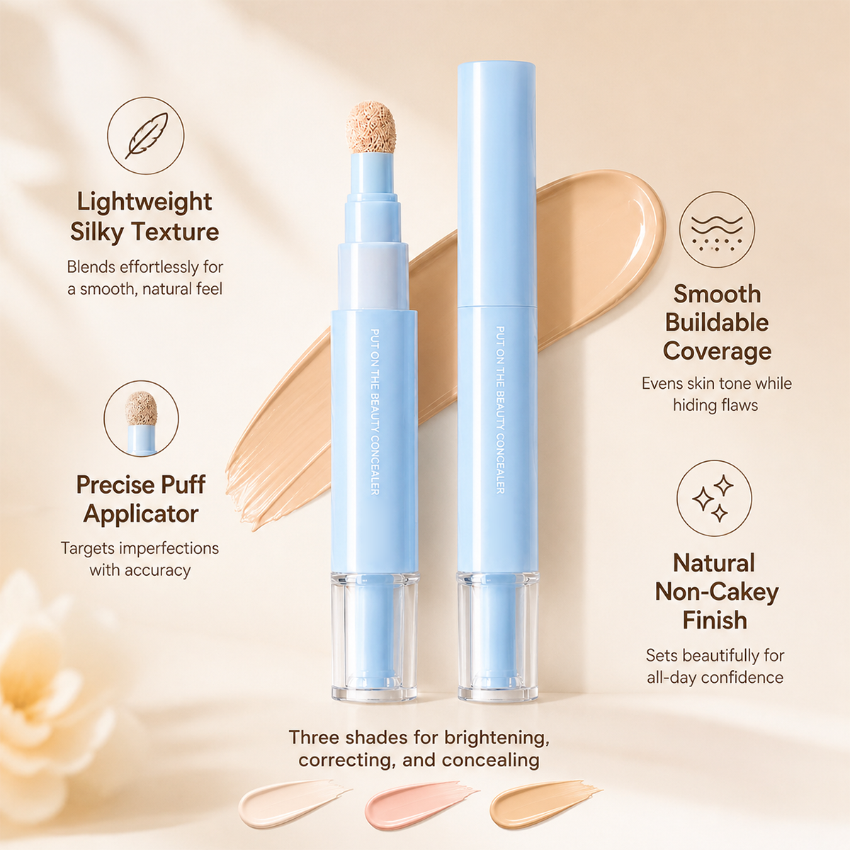 🎁 Buy 1 Get 1 Free ✨ Concealer Stick & Cream – Covers Dark Circles, Blemishes & Marks, Hydrates and Blends Seamlessly