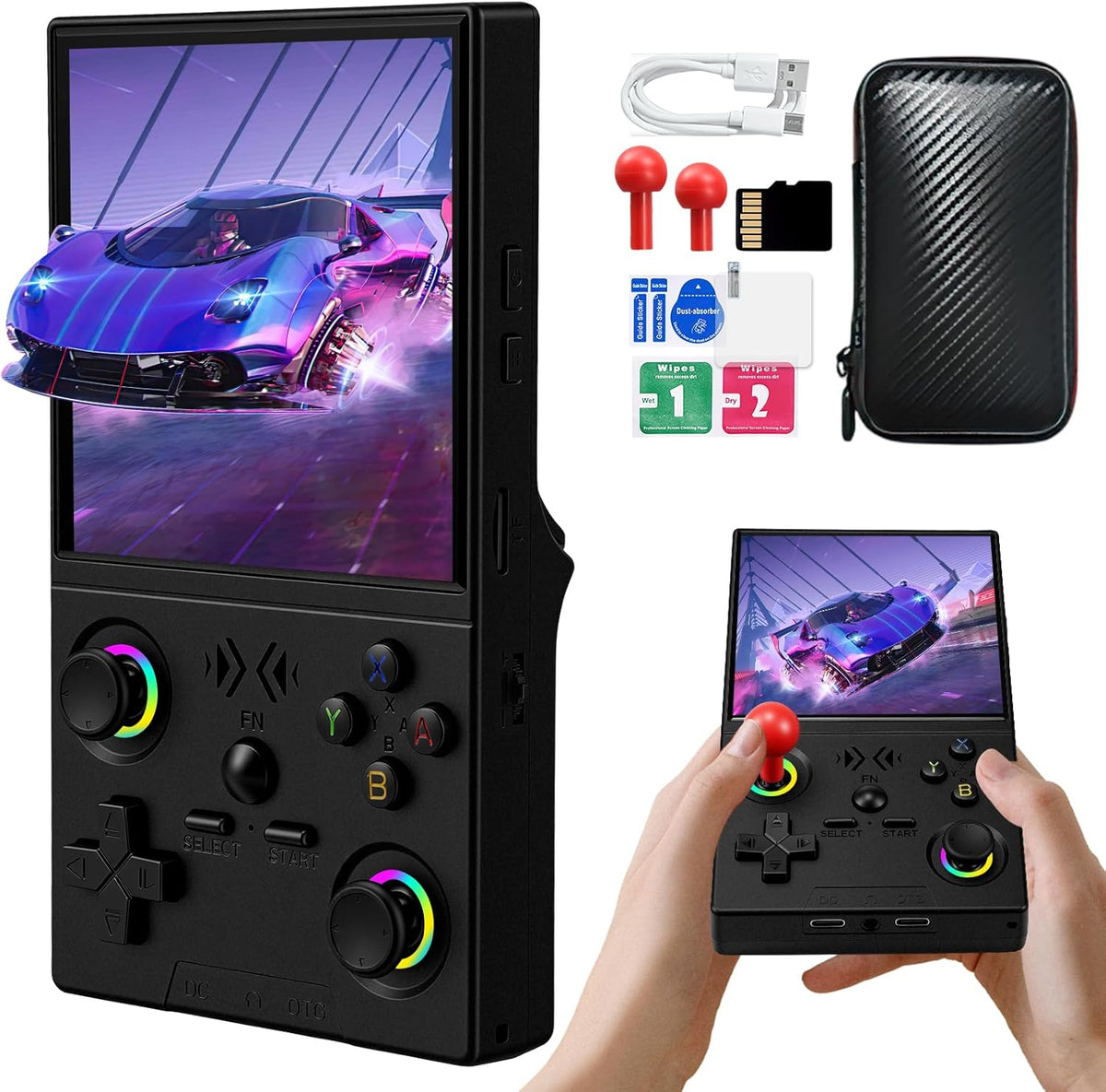 🎮👾 Retro Handheld Game Console – 3.5″ HD Screen (640x480) 🕹️💾 64 GB Storage, RK3326 Chip, 2500 mAh – Perfect for On the Go & Nostalgia Fans. Ready to Play with Hundreds of Classics.