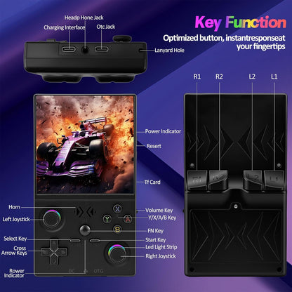 🎮👾 Retro Handheld Game Console – 3.5″ HD Screen (640x480) 🕹️💾 64 GB Storage, RK3326 Chip, 2500 mAh – Perfect for On the Go & Nostalgia Fans. Ready to Play with Hundreds of Classics.