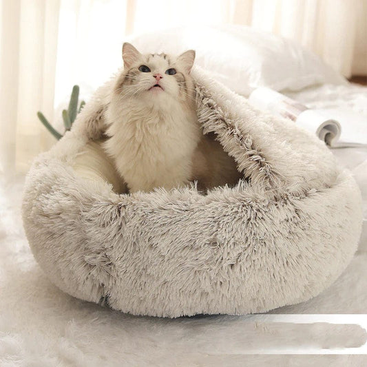 CozyNook Plush Round Pet Bed for Dogs and Cats
