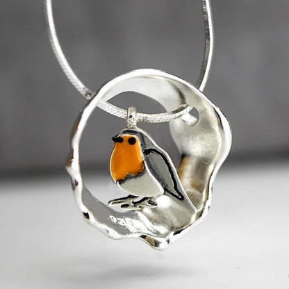 Necklace with a robin