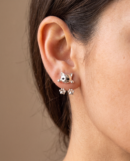 Women’s Silver Plated Cat Paw Earrings - Eleanor