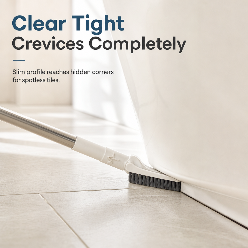Extendable crevice and floor brush with a long handle