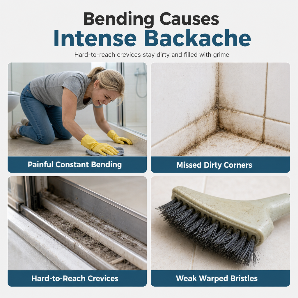 Extendable crevice and floor brush with a long handle