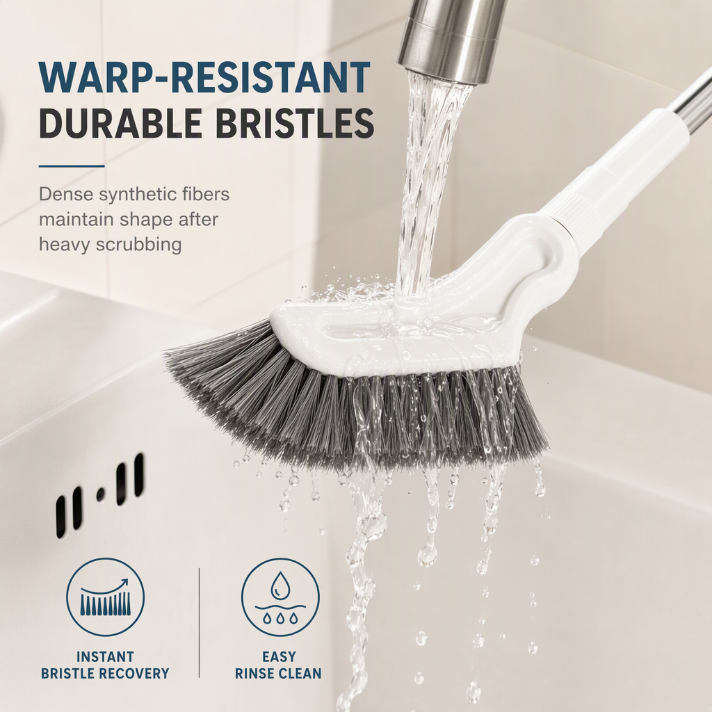 Extendable crevice and floor brush with a long handle