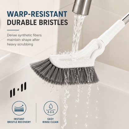 Extendable crevice and floor brush with a long handle